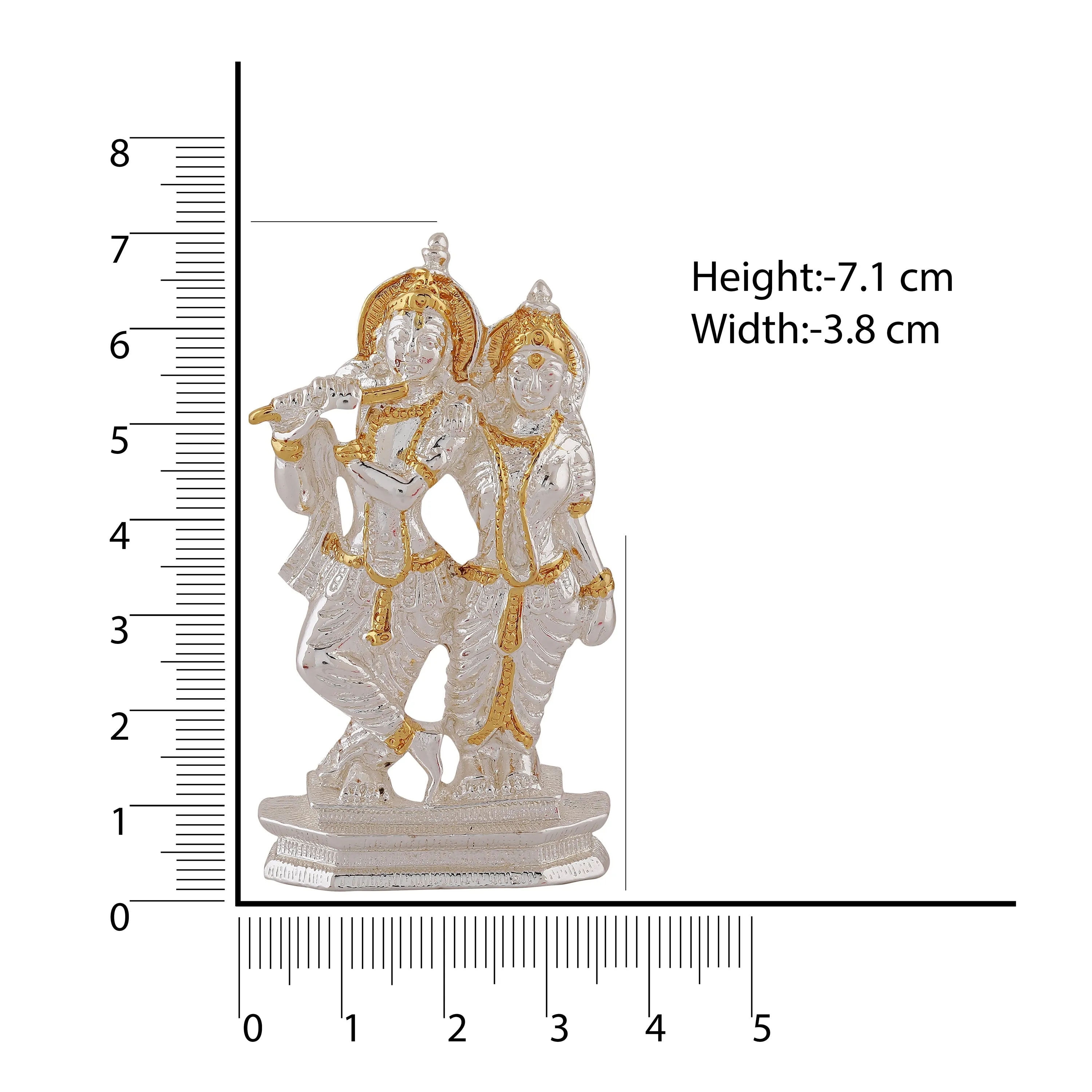 Estele Gold & Rhodium Plated Devotional Shree Radha Krishna Idol for Home/Car Decor.