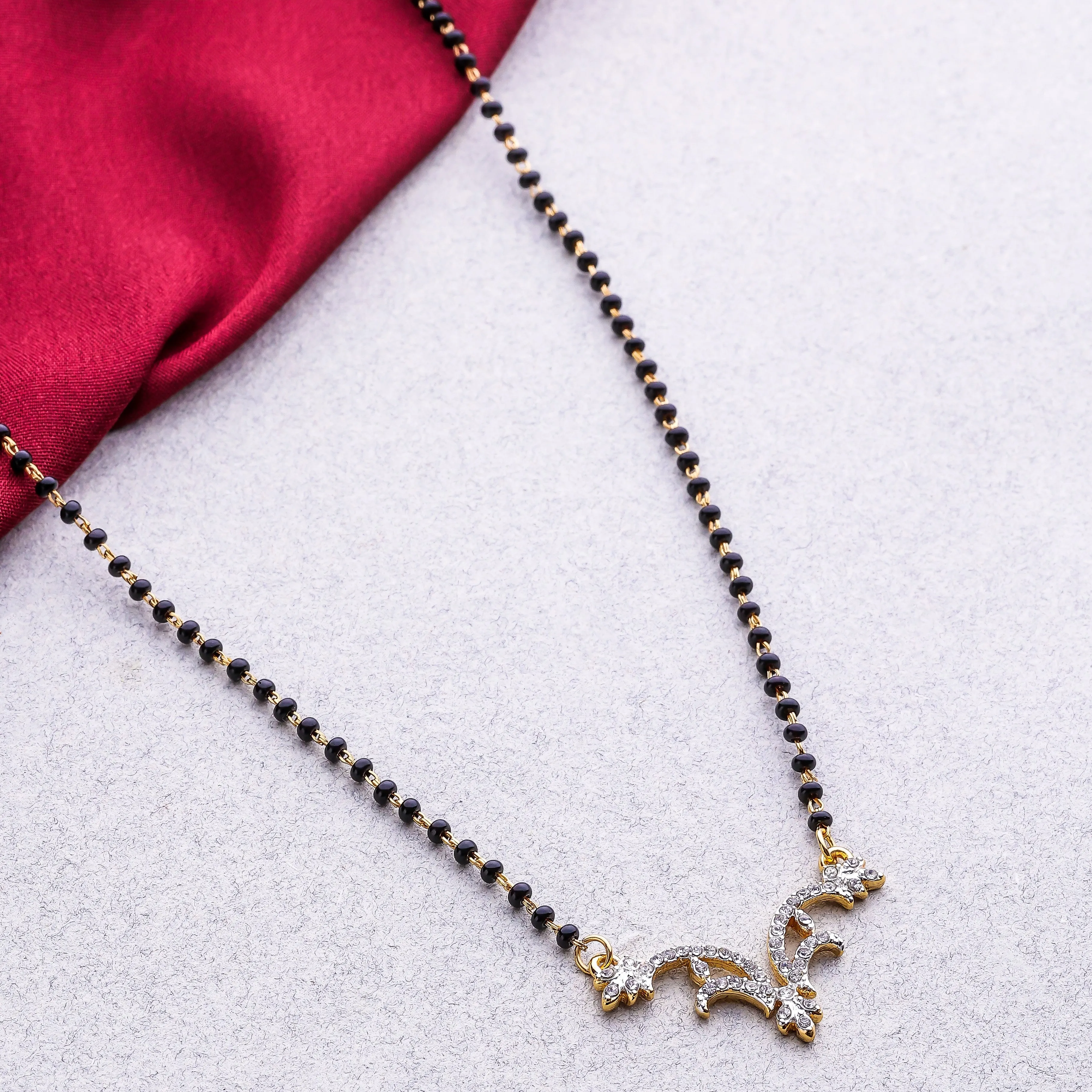 Estele Gold & Rhodium Plated Glimmer Mangalsutra Necklace with Austrian Crystals for Women