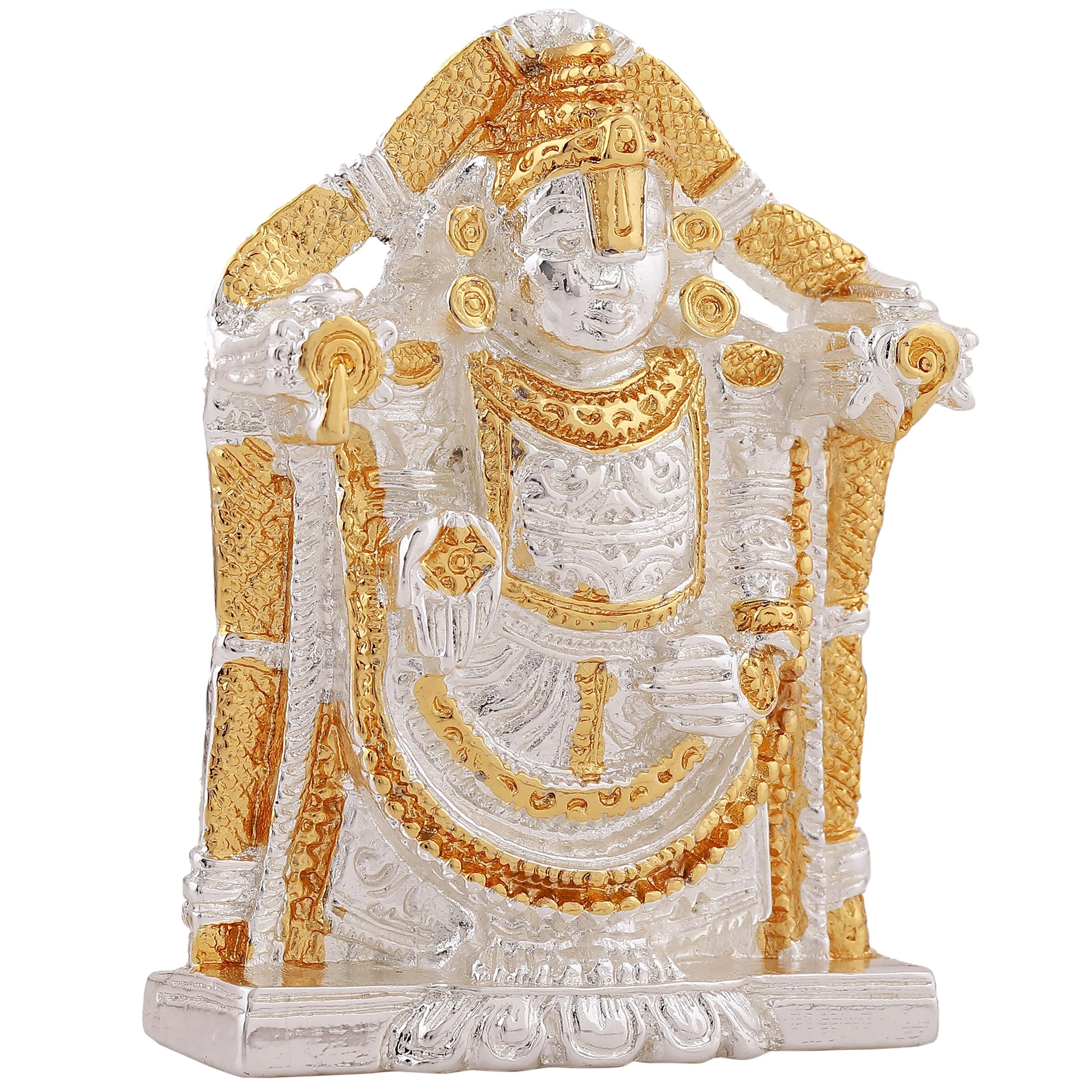 Estele Gold & Rhodium Plated Lord Tirupati Balaji Idol Showpiece for Pooja Mandir/ Home Decorative