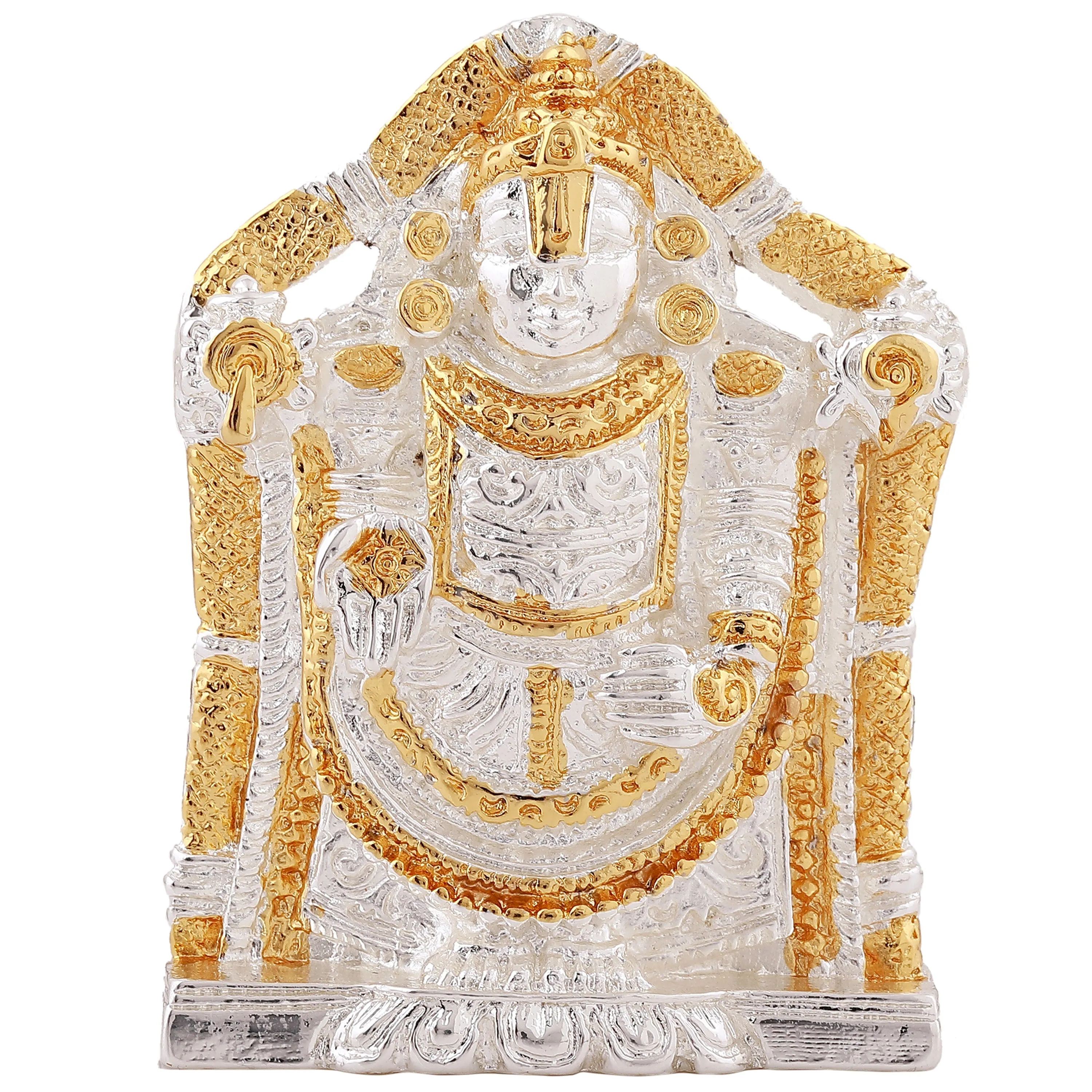 Estele Gold & Rhodium Plated Lord Tirupati Balaji Idol Showpiece for Pooja Mandir/ Home Decorative