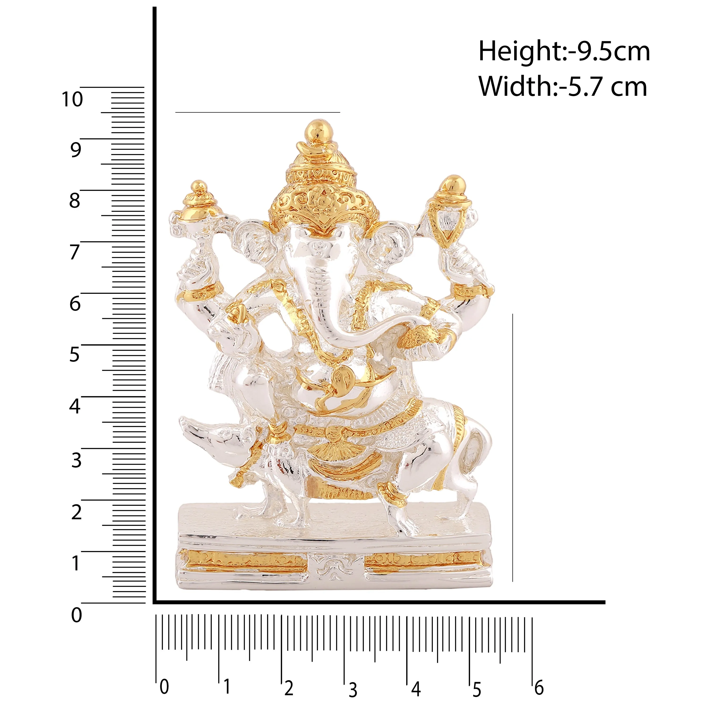 Estele Gold & Rhodium Plated Spiritual Mooshika Lord Ganesh Idol for Gifts & House Warming/Home/Office Decors.