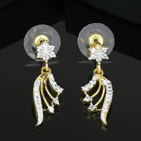 Estele Gold and Silver Plated American Diamond Ballerina Stud Earrings for women