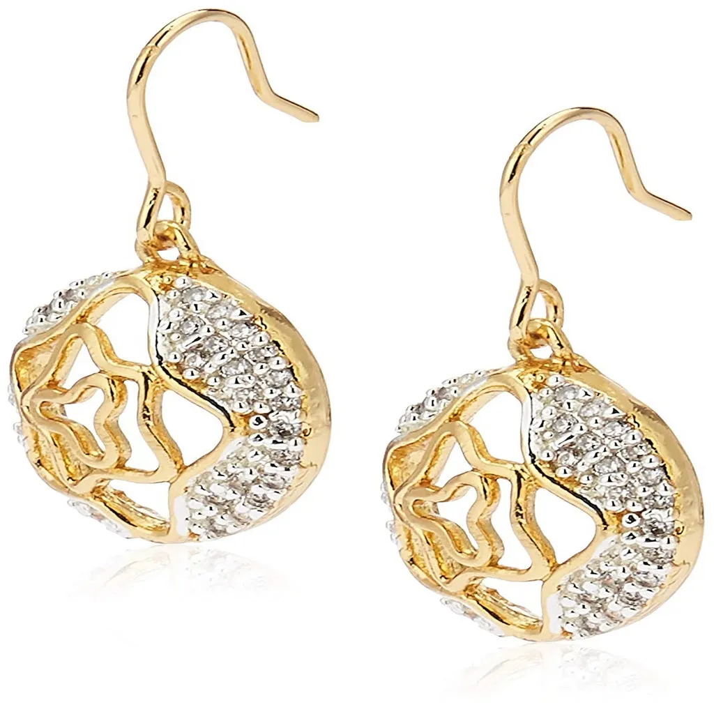 Estele - Gold Plated American Diamond Circle with Flower Pendant Set