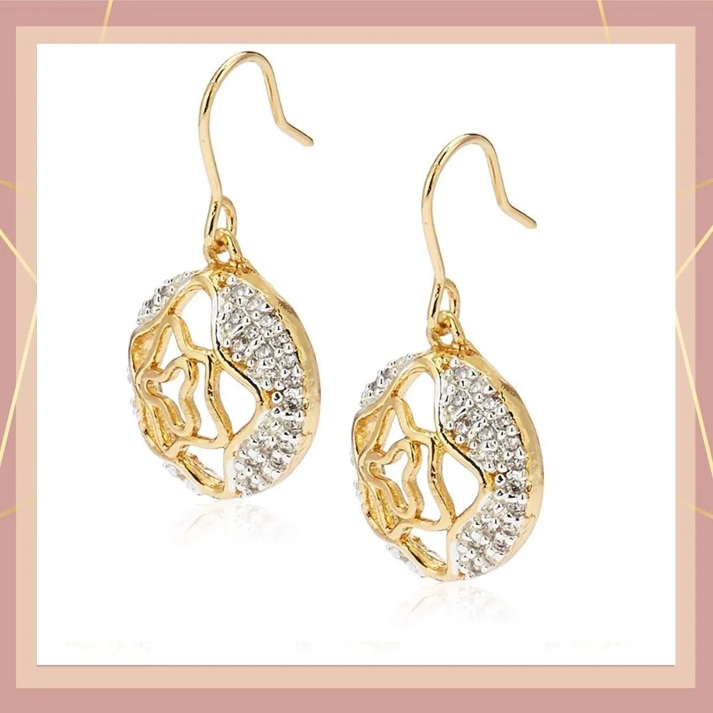 Estele - Gold Plated American Diamond Circle with Flower Pendant Set