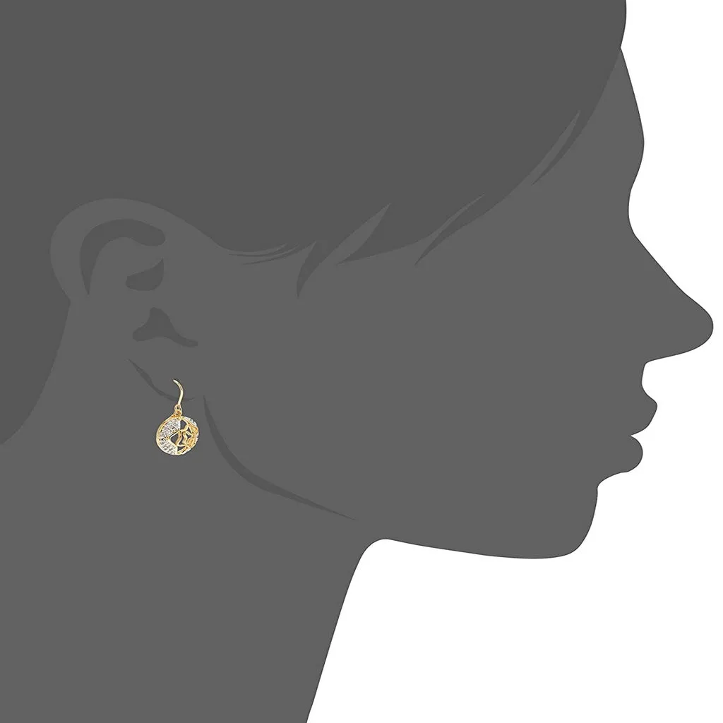 Estele - Gold Plated American Diamond Circle with Flower Pendant Set