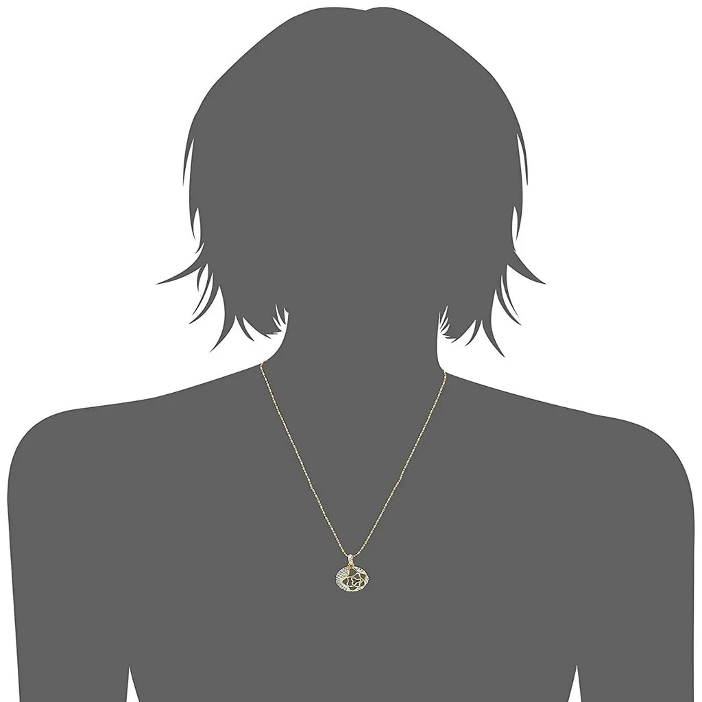 Estele - Gold Plated American Diamond Circle with Flower Pendant Set