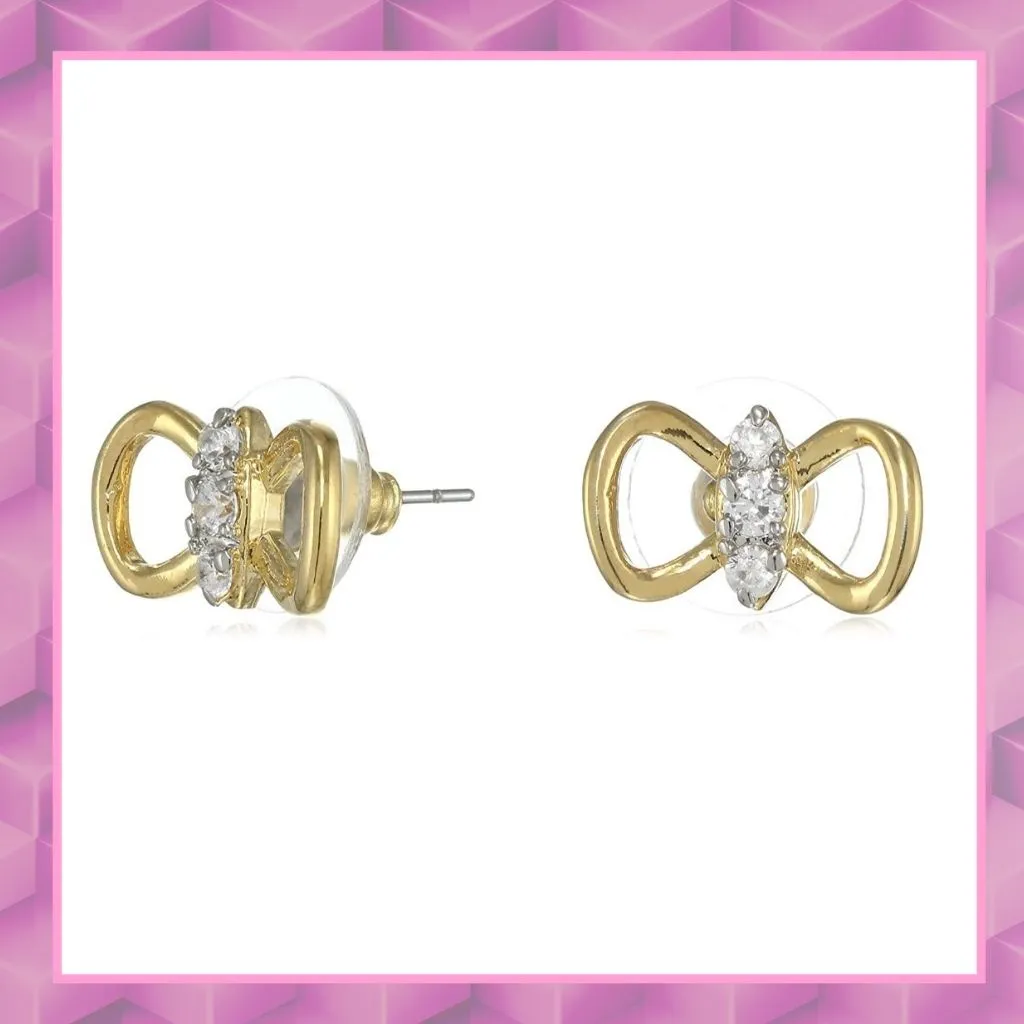 Estele Gold Plated American Diamond Infinity Stud Earrings for women