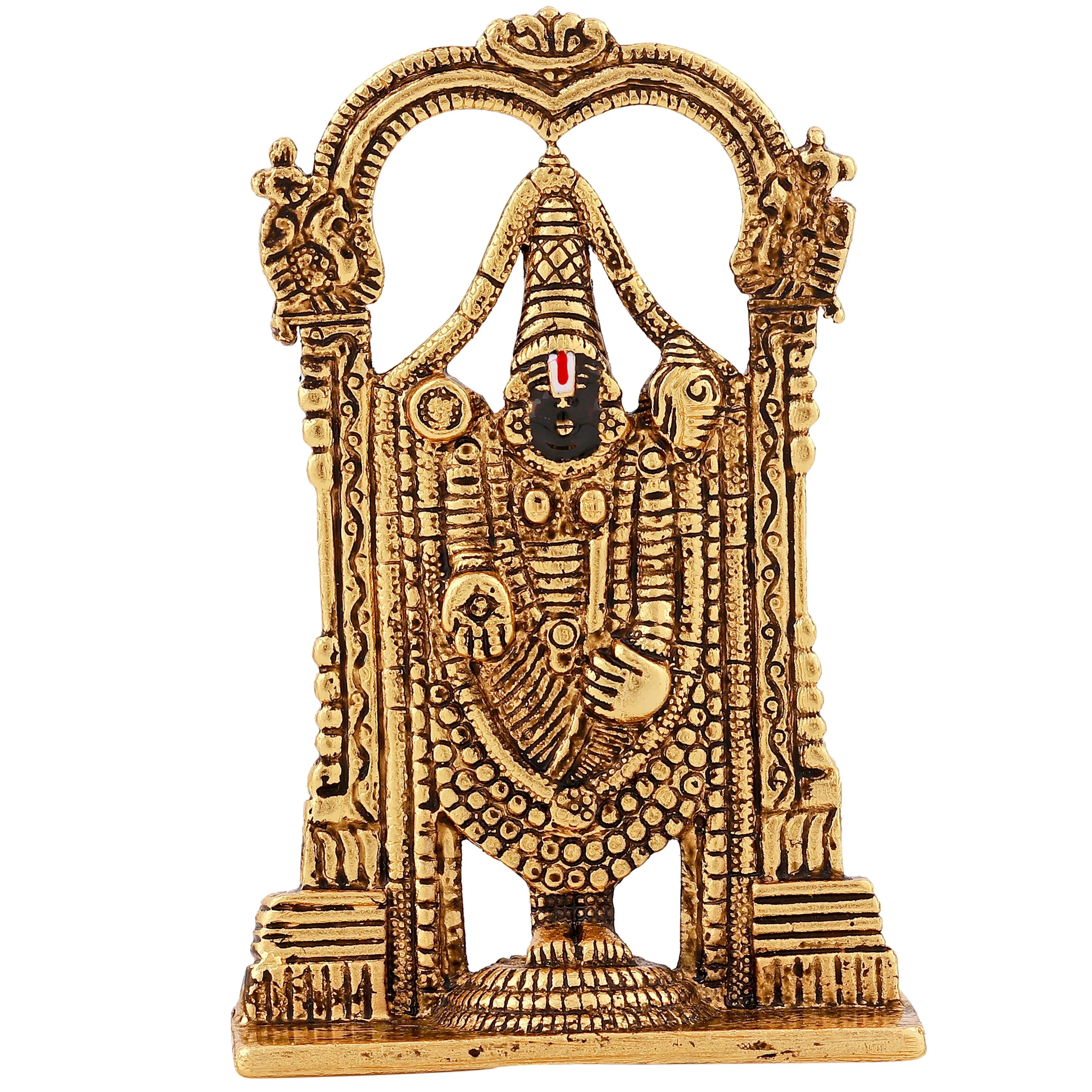 Estele Gold Plated Antique Lord Tirupati Balaji Idol Showpiece for Pooja Mandir/ Home Decorative