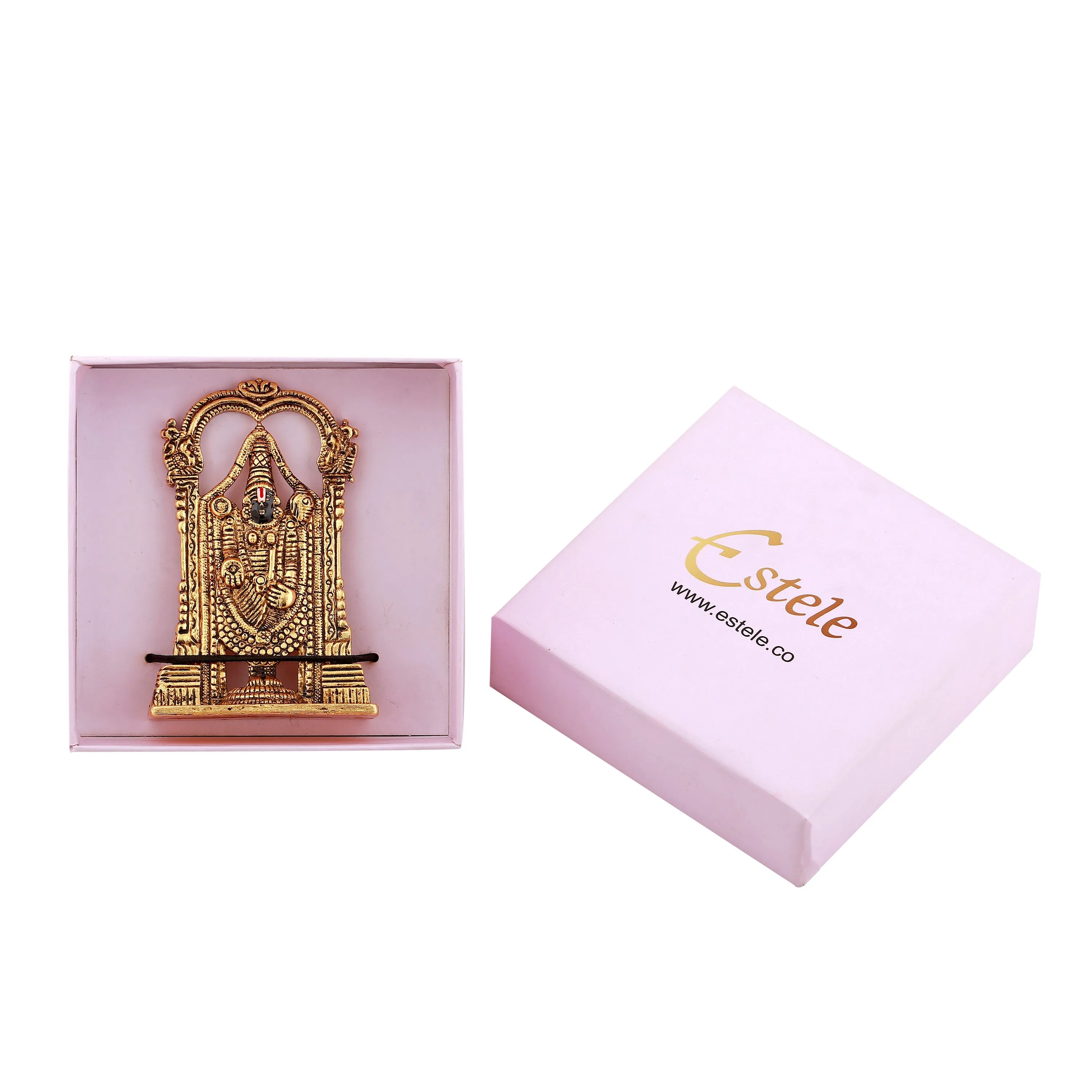 Estele Gold Plated Antique Lord Tirupati Balaji Idol Showpiece for Pooja Mandir/ Home Decorative