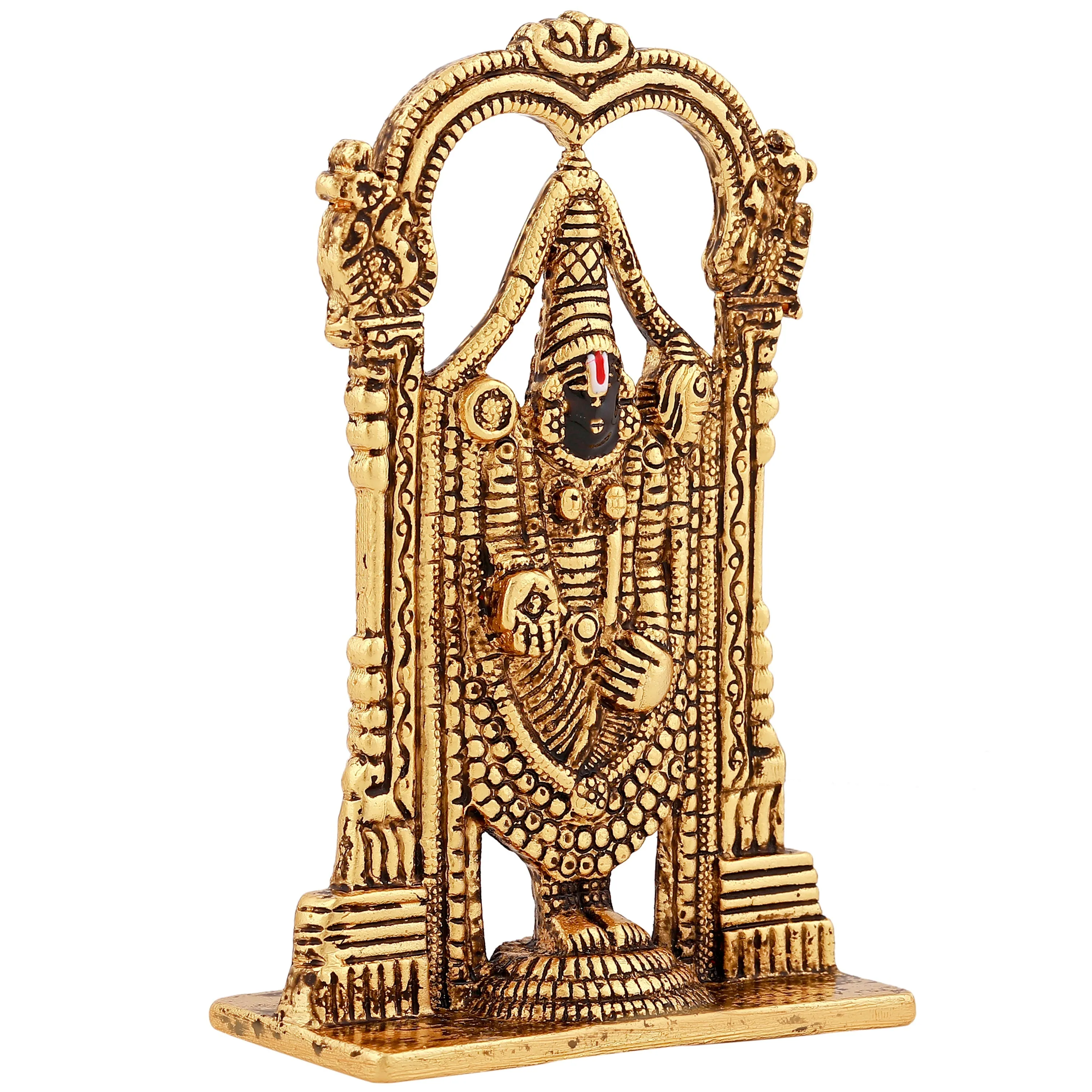 Estele Gold Plated Antique Lord Tirupati Balaji Idol Showpiece for Pooja Mandir/ Home Decorative