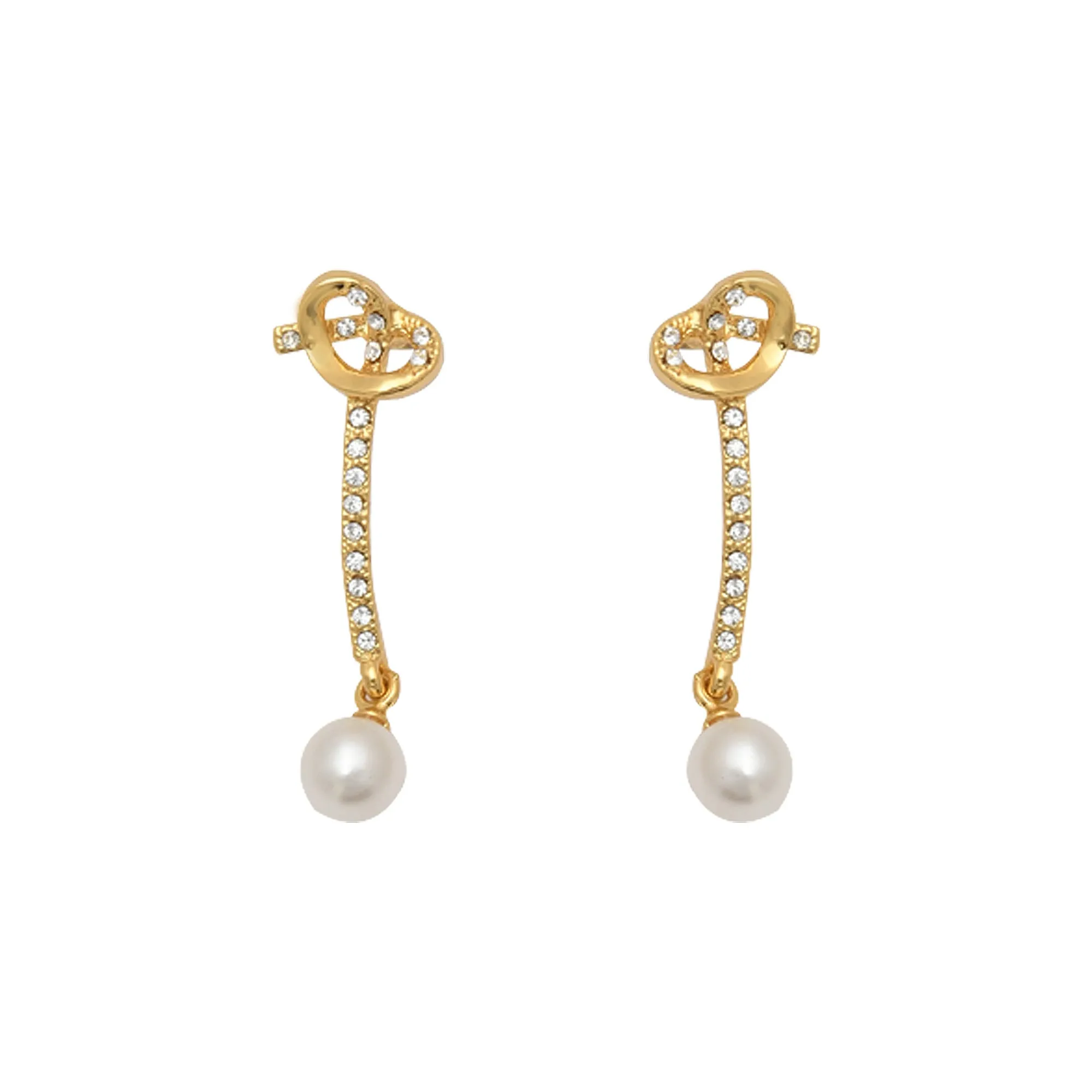 Estele Gold Plated Beautiful Bowline Necklace Set with Pearl for Women
