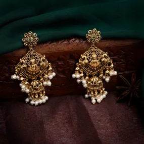 Estele Gold Plated CZ Traditional Lakshmi Devi Designer Earrings for Women