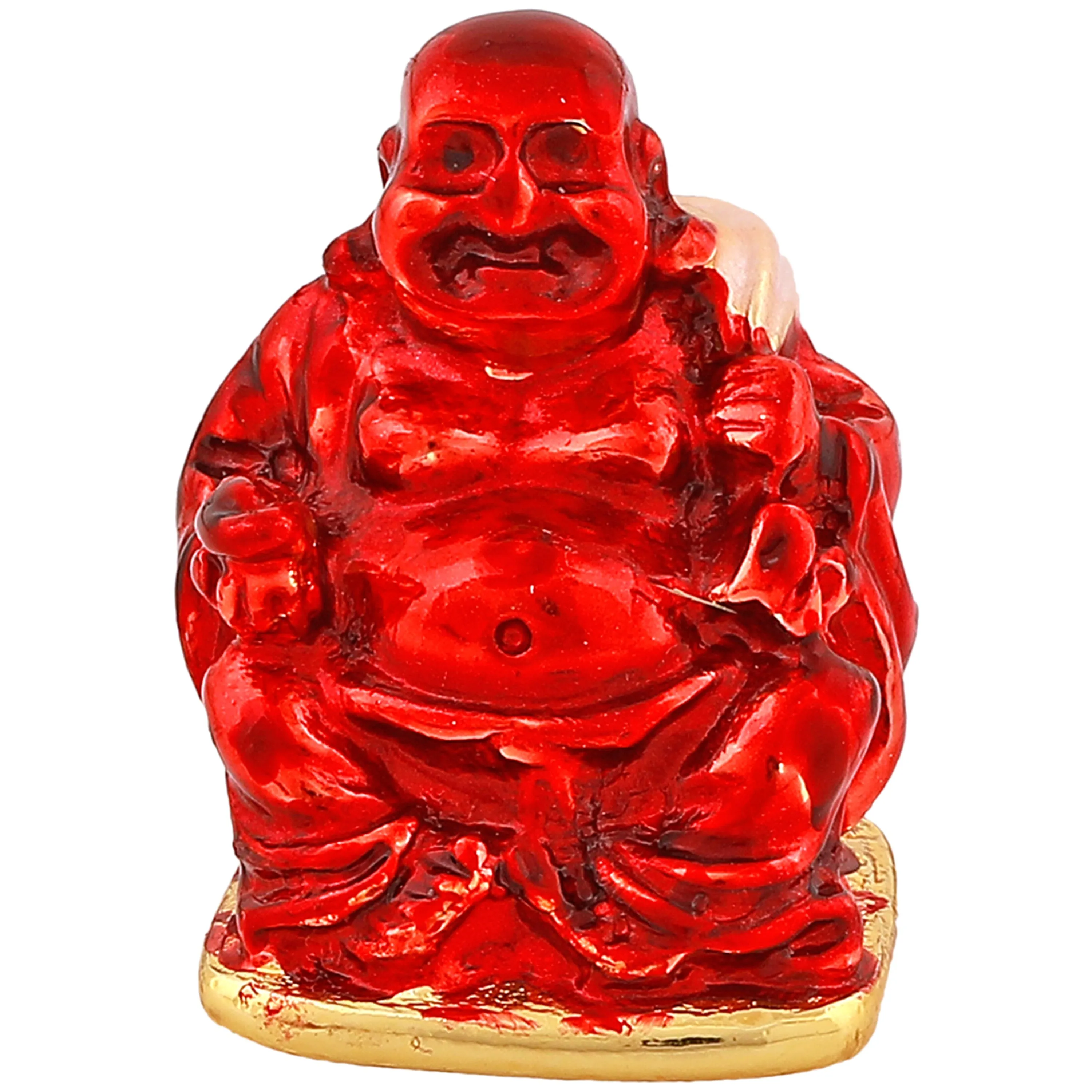 Estele Gold Plated Decorative Multi Color Enamel Laughing Buddha Idol