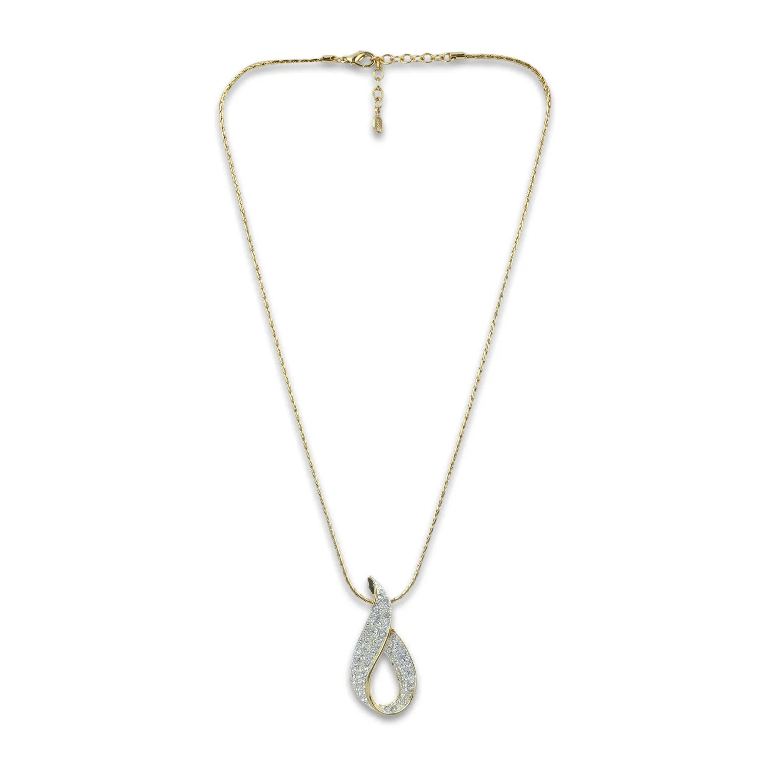 Estele Gold Plated Diamante Ribbon with Austrian Crystals Pendant for Women / Girls