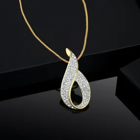 Estele Gold Plated Diamante Ribbon with Austrian Crystals Pendant for Women / Girls