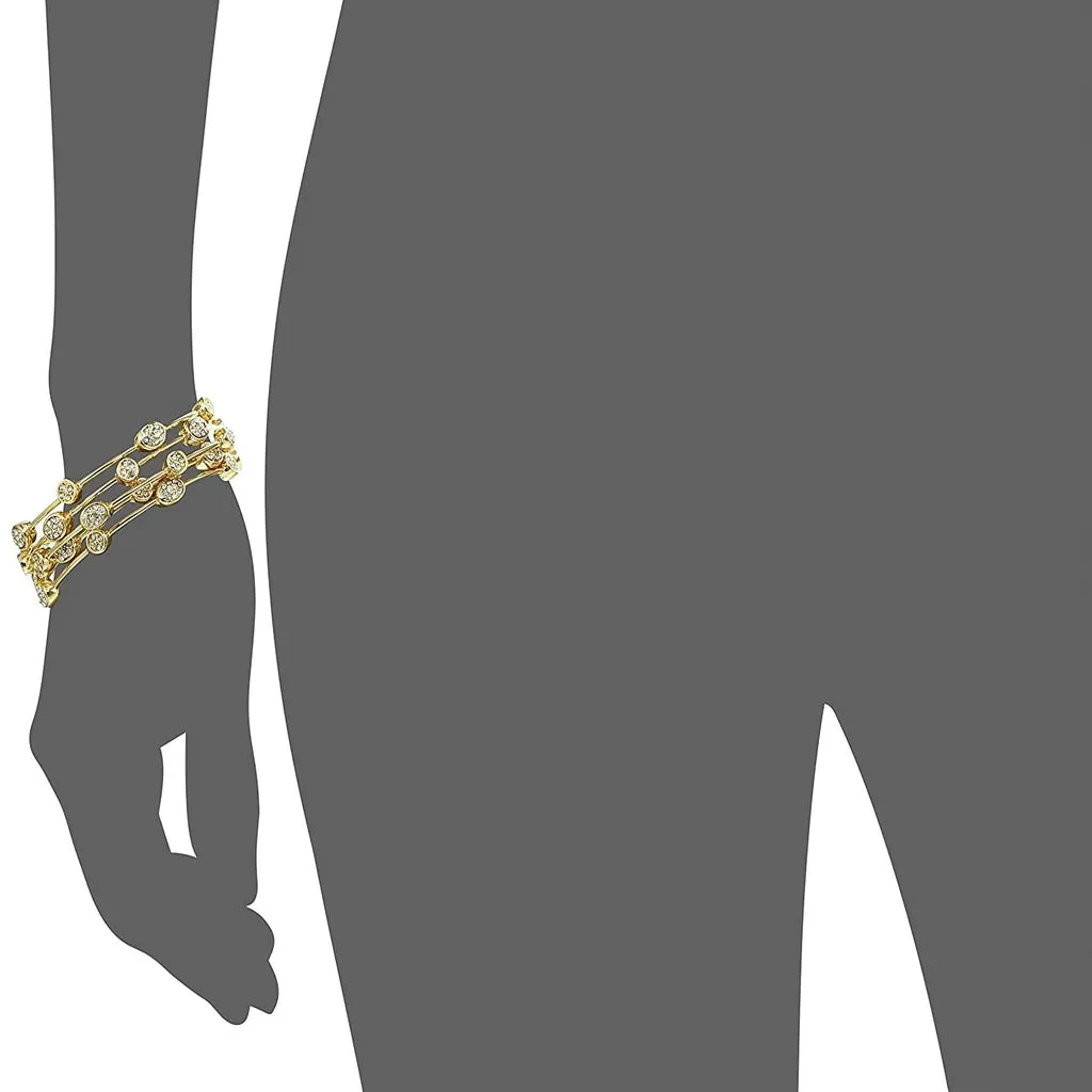 Estele Gold Plated Diamond Studded Oval Bangle Bracelet for women