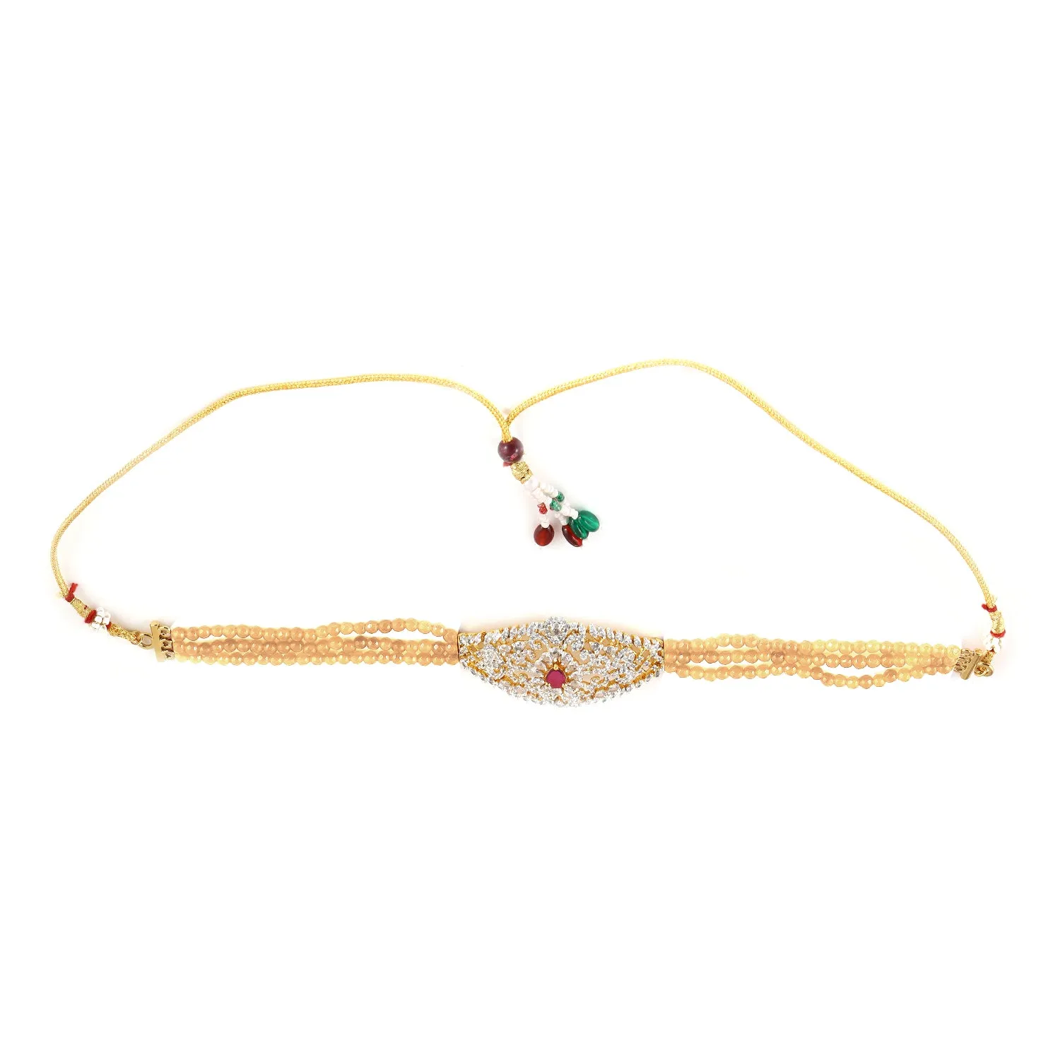 Estele - Pearl Ruby and Diamond Sitara Choker Necklace set