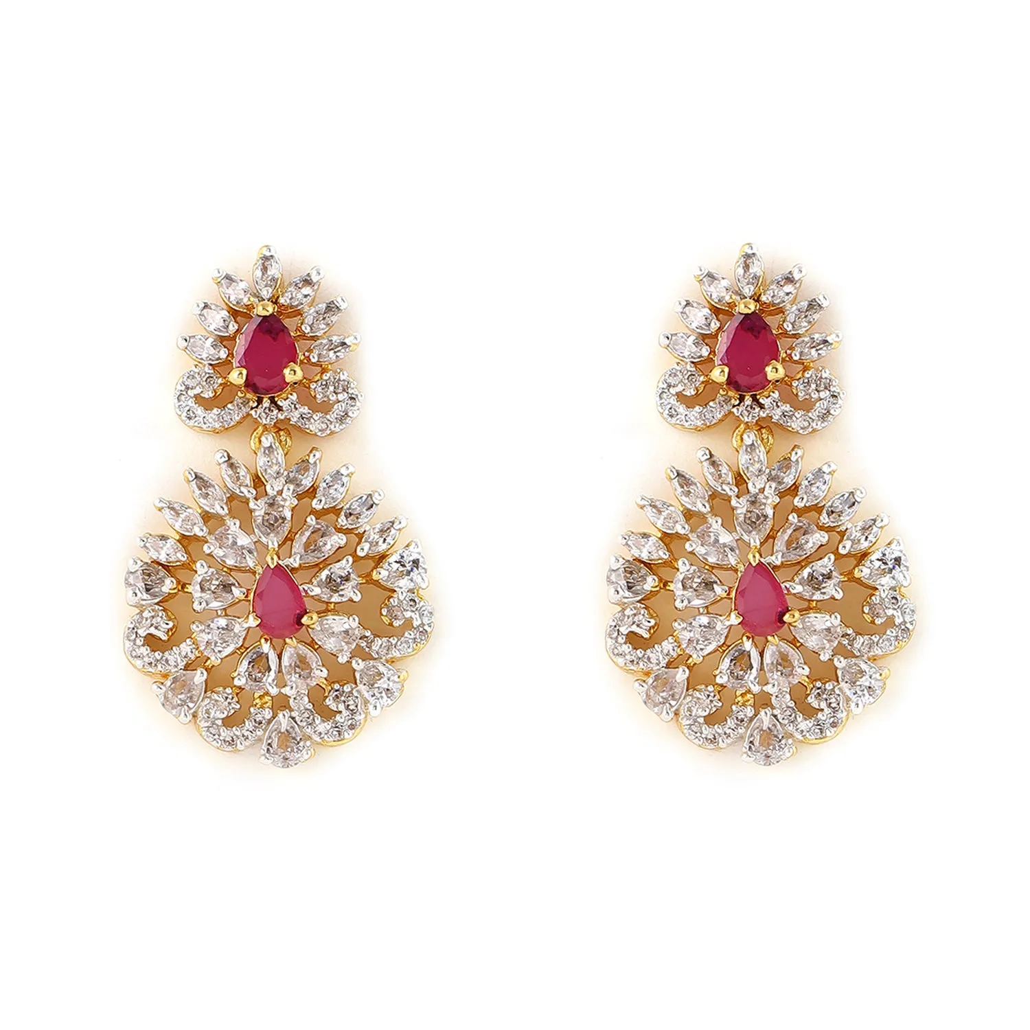 Estele - Pearl Ruby and Diamond Sitara Choker Necklace set
