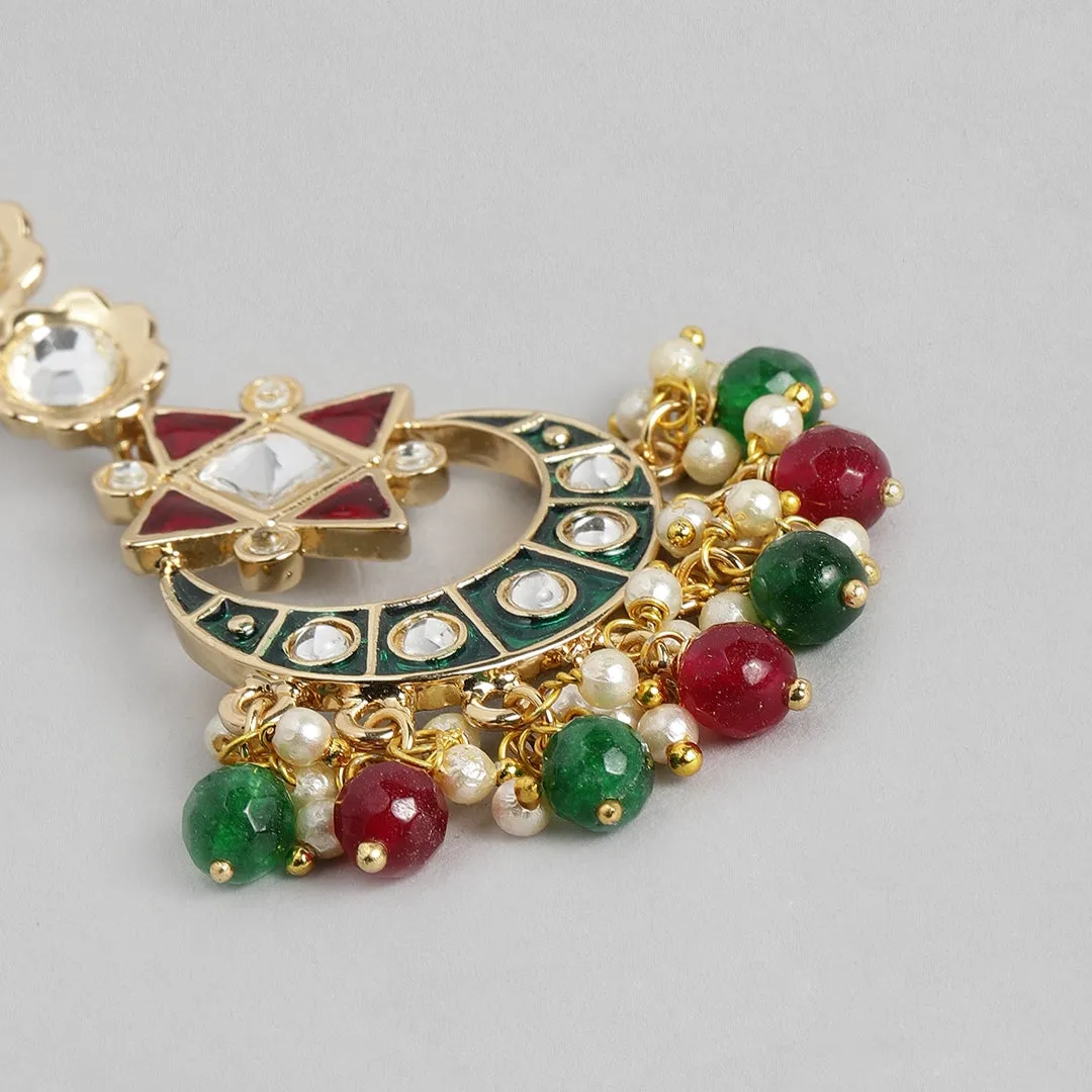 Estele - Traditional Kundan and Ruby and white Pearls Necklace Set for women