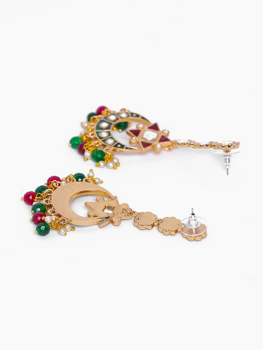 Estele - Traditional Kundan and Ruby and white Pearls Necklace Set for women