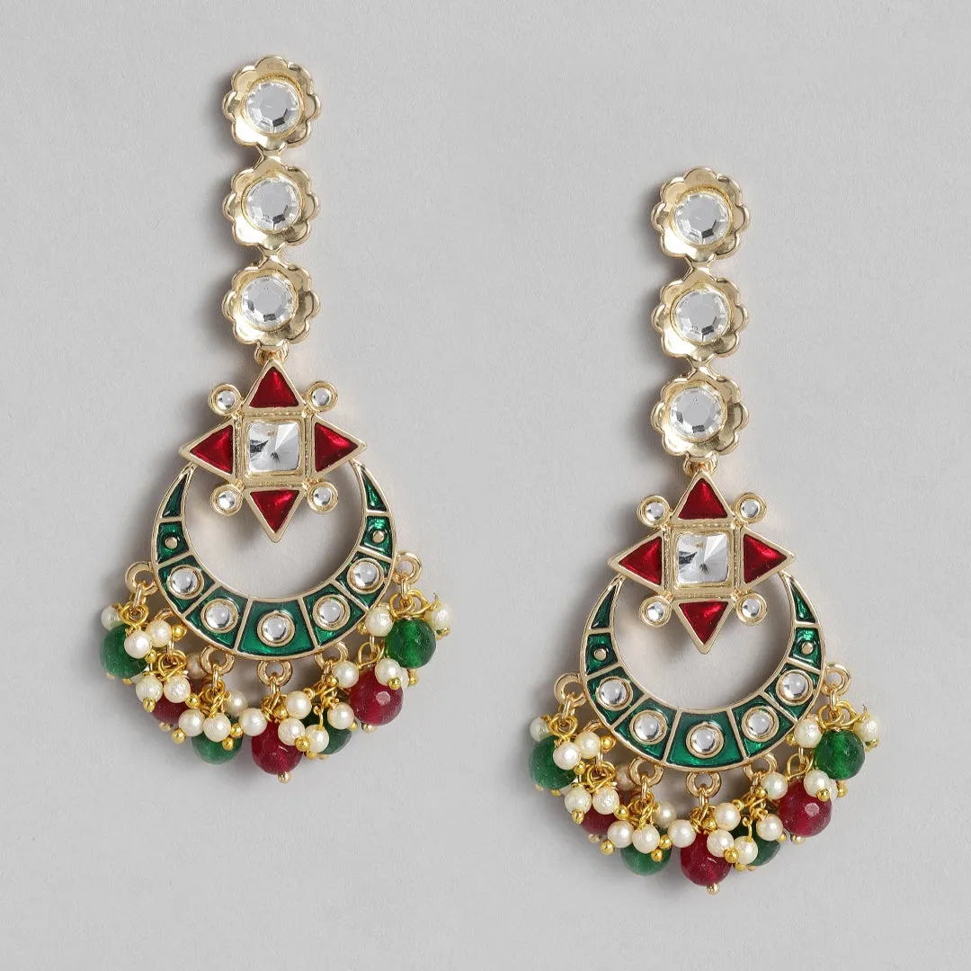 Estele - Traditional Kundan and Ruby and white Pearls Necklace Set for women