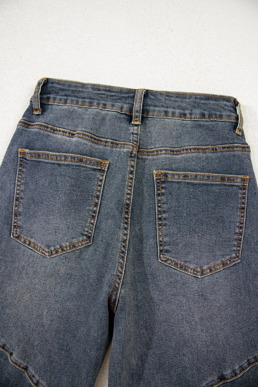 Exposed Stitching Loose Straight High Waist Jeans for Women