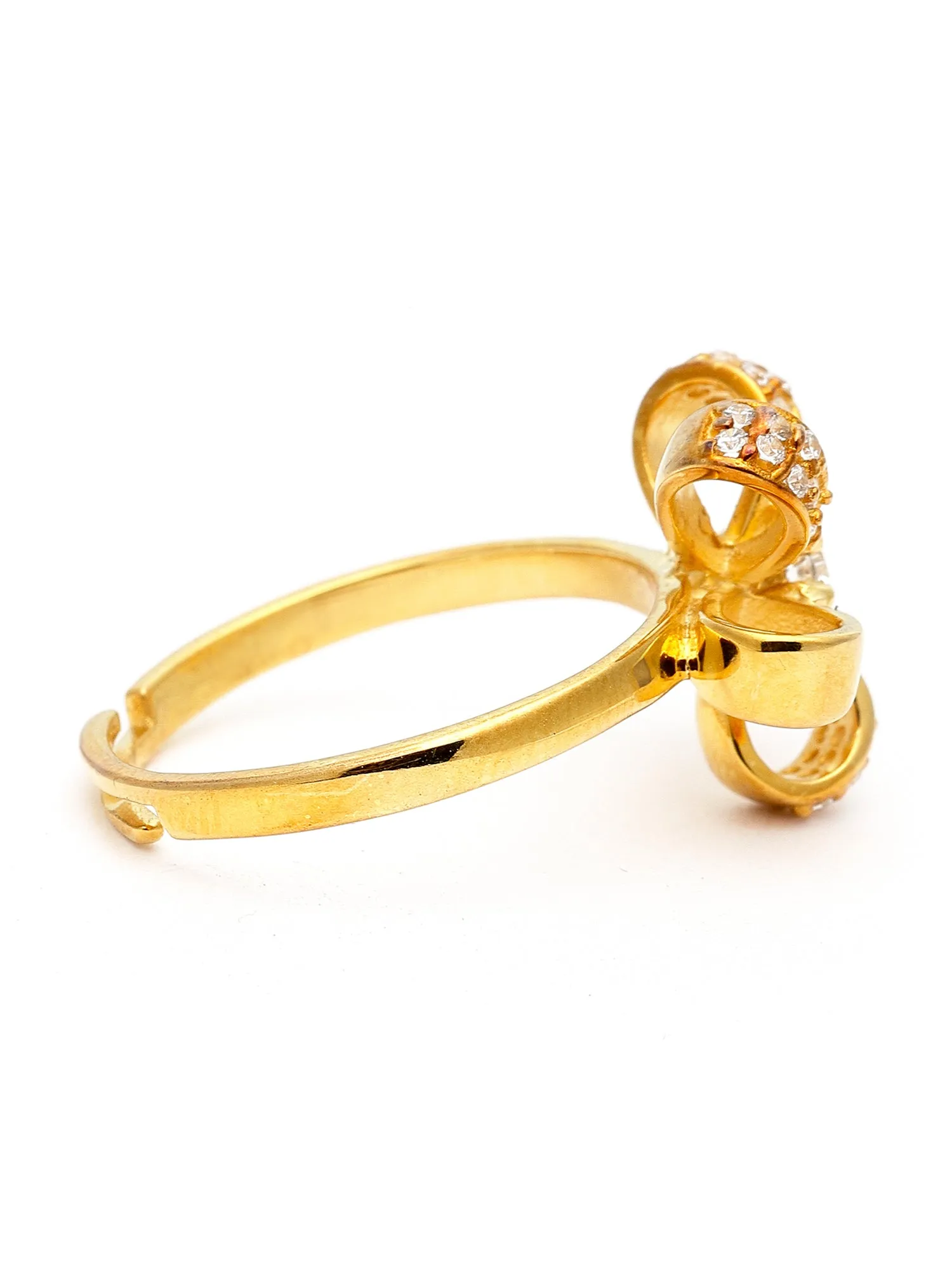 Floweret 925 GoldPlated Sterling Silver Adjustable Crystal Adjustable Ring for Women
