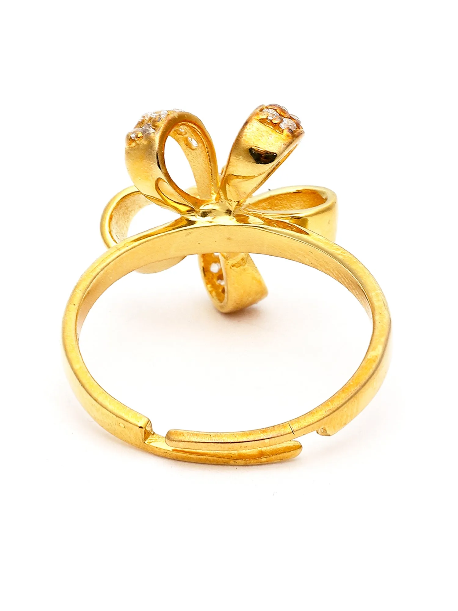 Floweret 925 GoldPlated Sterling Silver Adjustable Crystal Adjustable Ring for Women
