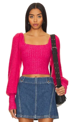 Free People Katie Pullover in Fuchsia