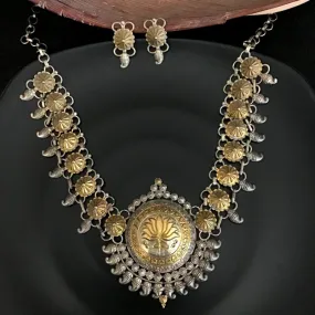 Gold Oxidized Necklace Set 11588-7700
