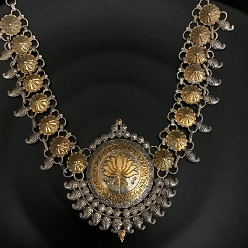 Gold Oxidized Necklace Set 11588-7700