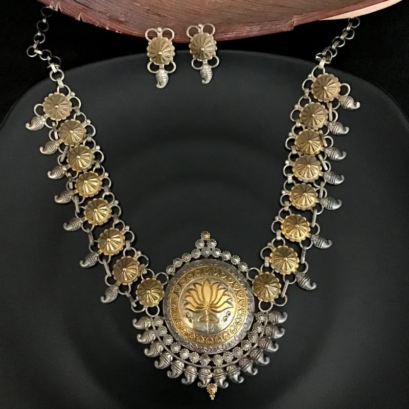 Gold Oxidized Necklace Set 11588-7700