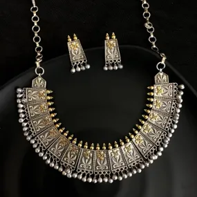 Gold Oxidized Necklace Set 11687-7816