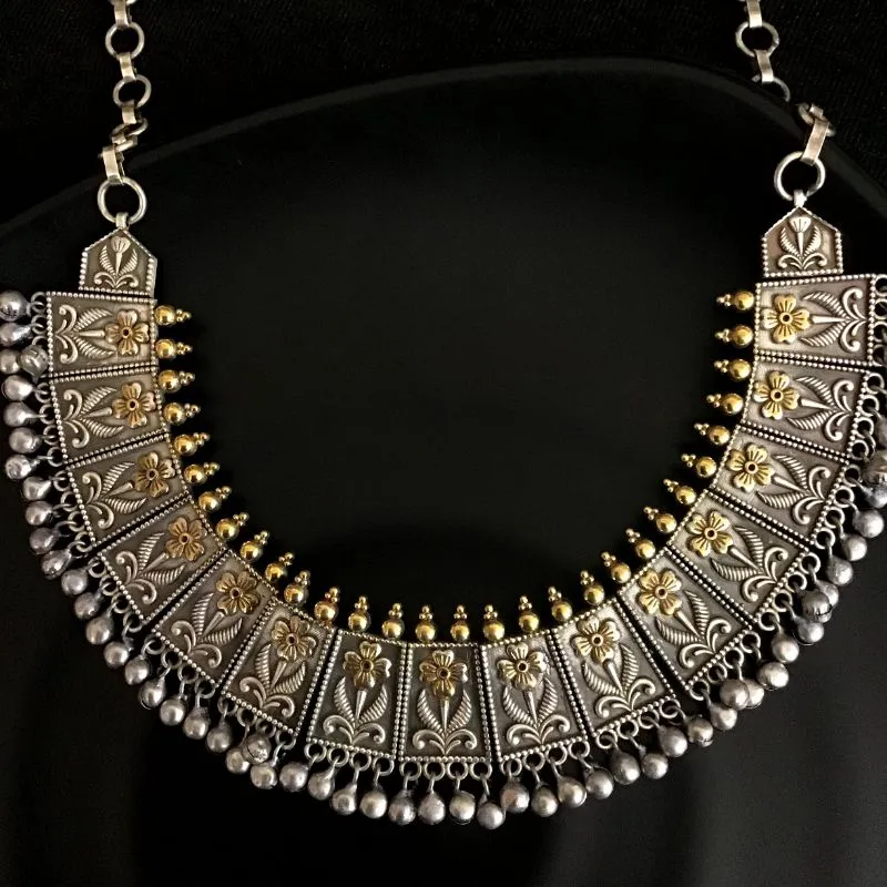 Gold Oxidized Necklace Set 11687-7816