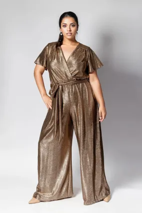 Helena Cap Sleeve Jumpsuit Gold