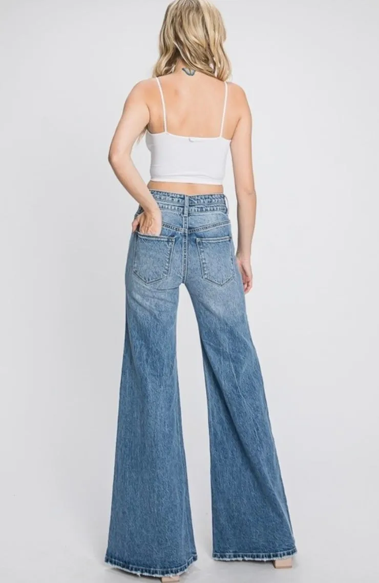 High rise wide leg jeans