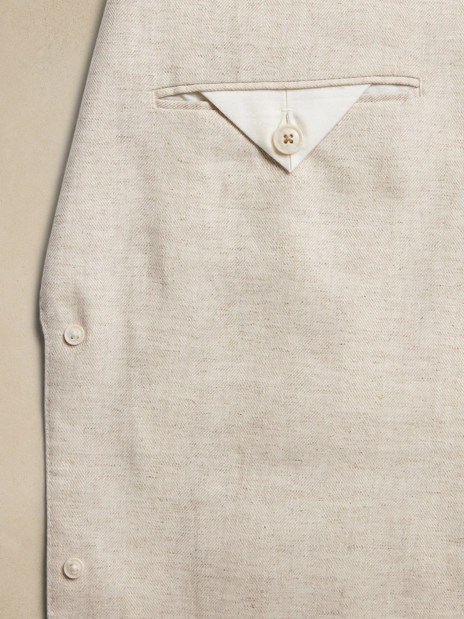 Ivory 2 Piece Business Casual Double Button Notch Lapel Linen Men's Suit