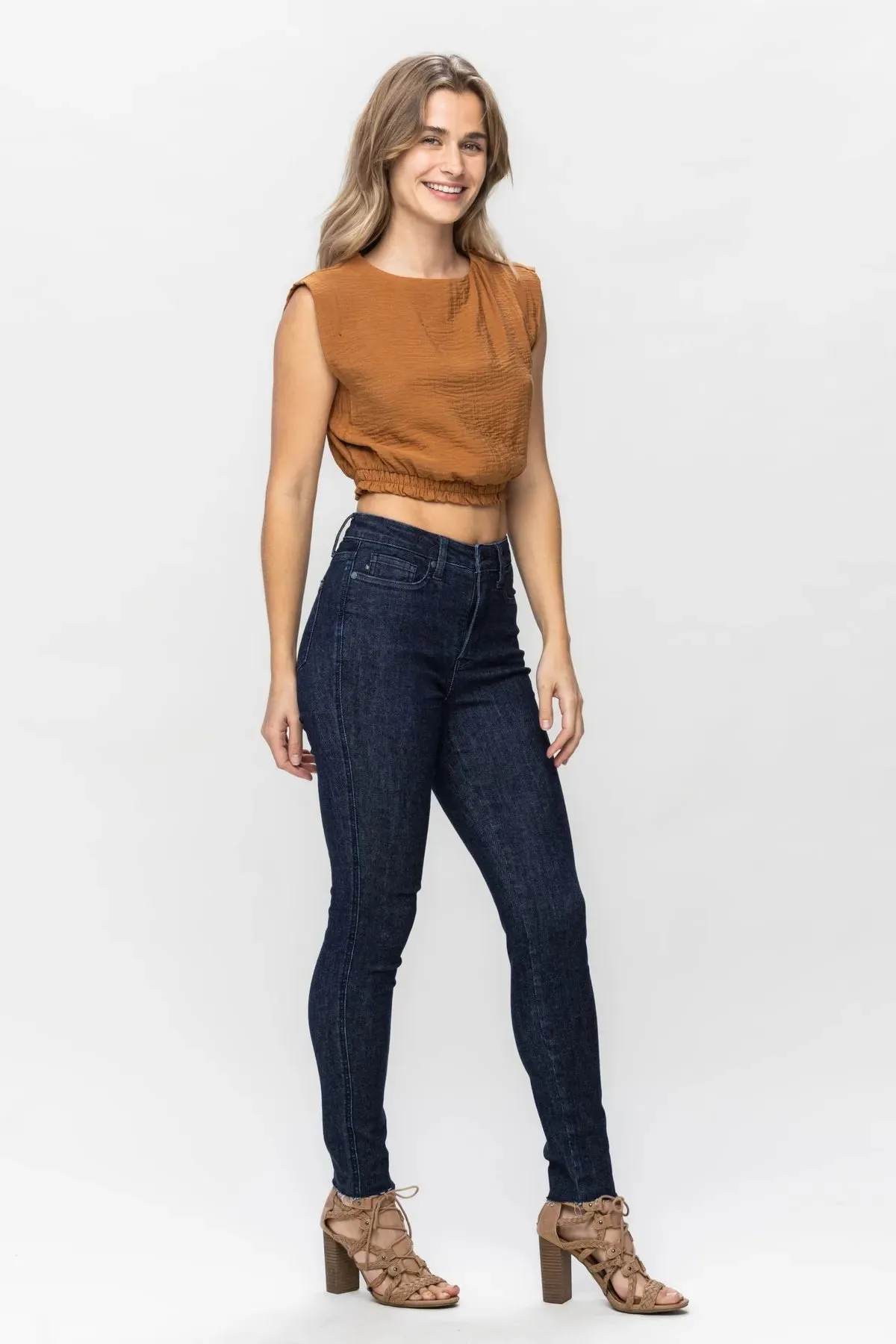 Judy Blue Tummy Control Raw Hem Skinny
