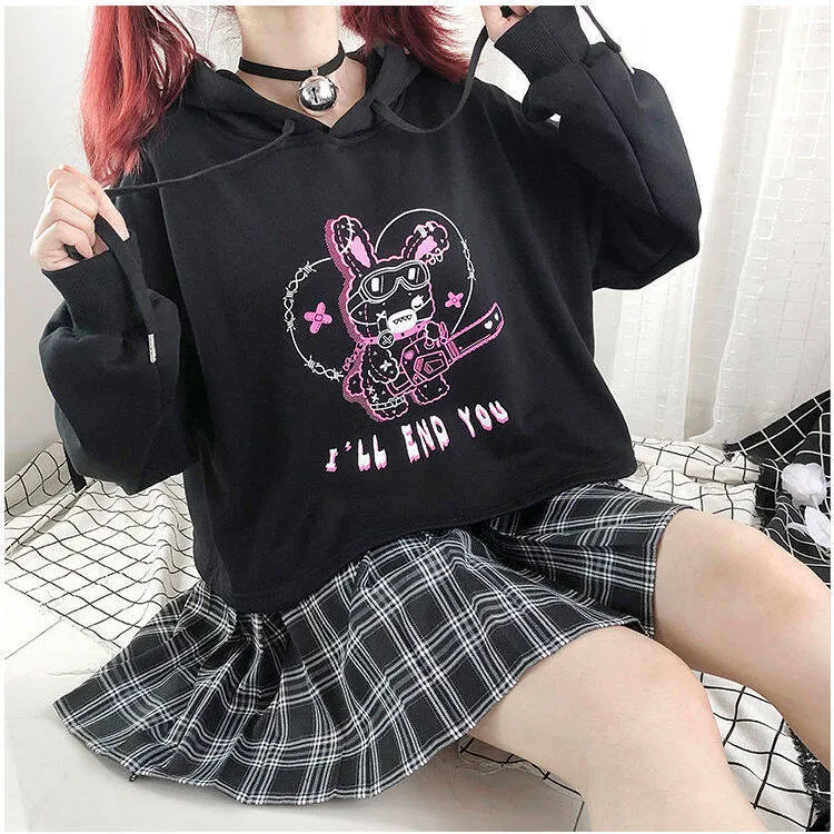 Kawaii Dark Style Black Hoodie