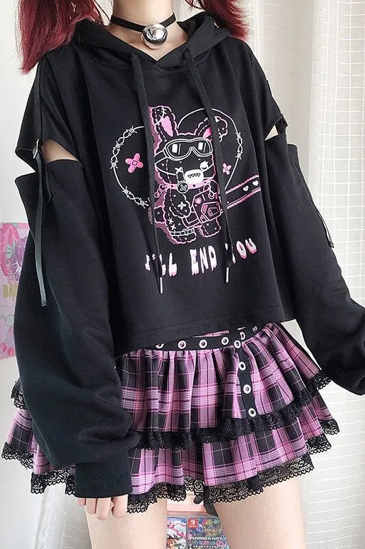 Kawaii Dark Style Black Hoodie