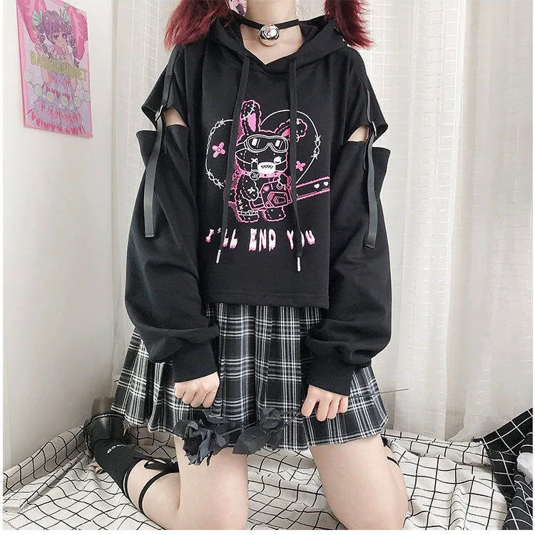 Kawaii Dark Style Black Hoodie
