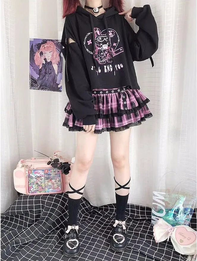 Kawaii Dark Style Black Hoodie