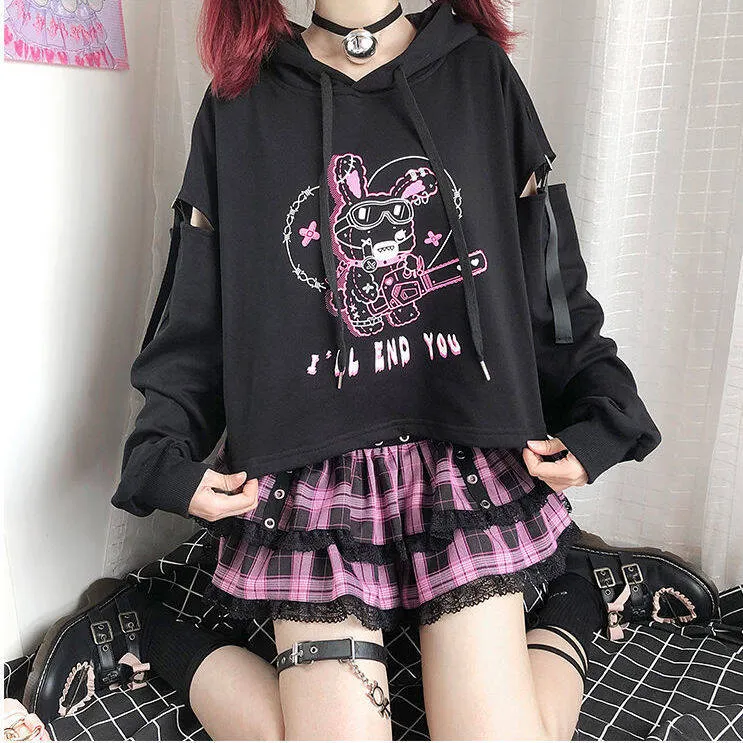 Kawaii Dark Style Black Hoodie