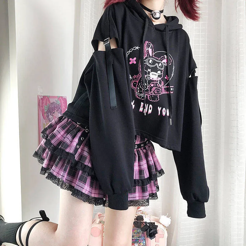 Kawaii Dark Style Black Hoodie