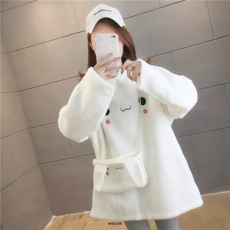 Kawaii Rabbit Ear Hooded Pure Color Hoodies