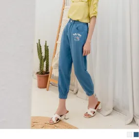 KITTY PRINTED MEDIUM WAIST STRAIGHT COTTON PANTS