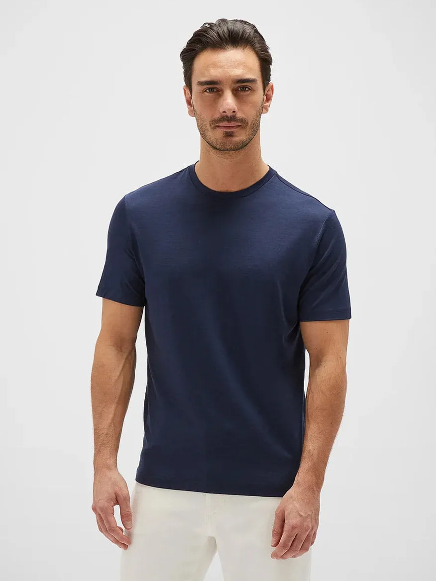 Maurizio Baldassari Linate Techmerino Short Sleeve T-Shirt in Blue Nights