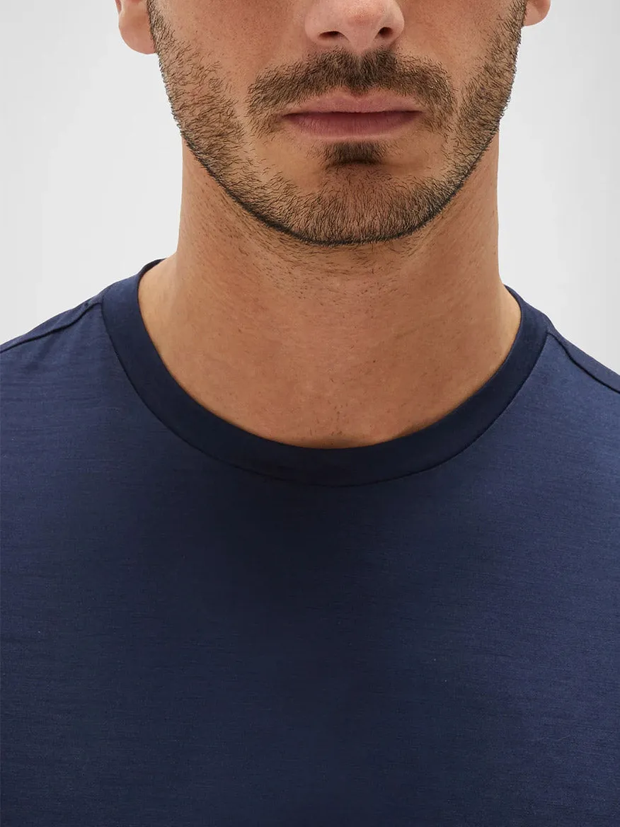 Maurizio Baldassari Linate Techmerino Short Sleeve T-Shirt in Blue Nights