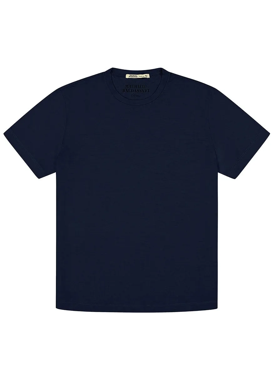 Maurizio Baldassari Linate Techmerino Short Sleeve T-Shirt in Blue Nights