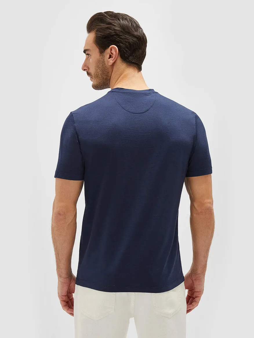 Maurizio Baldassari Linate Techmerino Short Sleeve T-Shirt in Blue Nights